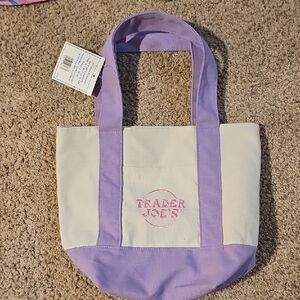 Trader joes Lavender and Cream Canvas Tote Bag